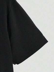 Sport MetroGents Simple Graphic Print Crew Neck Short Sleeve T-Shirt, Breathable Sports Top For Exercise - 黑色 - 查看 5