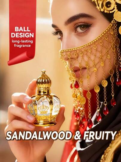 0.51 Oz Middle Eastern Dubai Style Women's Fragrance Oil, Lemon And Jasmine Scent, Elegant And Holiday Design, Perfect For Couples, Christmas, Halloween, Business Travel, Parties, Ideal Gift For Friends And Best Friends, Long-Lasting Women's Fragrance