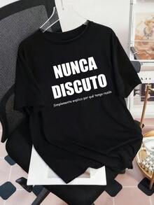 Blusas Bonito Camiseta gráfica con eslogan español de verano para mujer, uso diario casual y cómodo en color negro 100% Cotton Blusas Para Mujer Casual - Negro - Ver 8