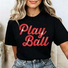 Camiseta de algodón 100% |       Camiseta para el Día del Partido |       Camiseta de fanático de béisbol |       Camiseta de béisbol para mujer |       Camiseta para el Día del Partido |       Madre Deportista |       Camiseta de Softbol Deportiva de Manga Corta - Ropa de Verano, Unisex, Camiseta Vintage de Tejido Grueso Lavado, Adecuada para Deportes, Estilo Casual Urbano, Transpirable y Cómoda - Negro - Ver 8