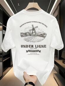 Men's Short-Sleeved T-Shirt, Made Of High-Quality Pure Cotton, With A Fashionable Brand Print, New Summer Style, Plus Size, Versatile Casual Top. - 白色 - 查看 1