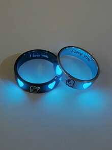 ATLVXJL Bộ 2 chiếc nhẫn đôi phát sáng hình trái tim, khắc chữ "I Love You", thích hợp làm trang sức đeo hàng ngày và quà tặng dịp lễ. - Nhiều màu - Xem 6