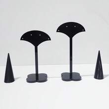 YRUID 1 Set Black & White Acrylic Plastic Fashion Jewelry Display Stand, Ring Earring Holder Showcase, Jewelry Prop Decor - Half Arc - View 2