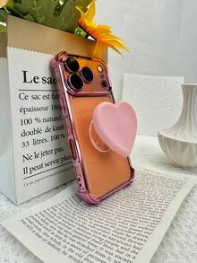 1 chiếc ốp lưng điện thoại hình trái tim dễ thương, đệm khí chống sốc sang trọng, phù hợp với ốp lưng sạc không dây, tương thích với Apple 6/7/8/X/XS/XR/11/12/13/14/15/16/16E/17/17PM, Galaxy S22/23/24/25/S24 FE/S25 EDGE, A04/05/06/A14/A15/A16/A24/A25/A34, Note 7/8/9/10/11/12/13, 9/10/12/13C - Hồng - Xem 2