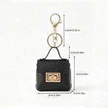 Bolso de mano mini de estudiante de unicolor de PU, monedero con cierre cuadrado, bolsa de almacenamiento mini para auriculares, colgante llavero portátil, accesorio de correa para el hombro del teléfono, accesorios de regalo del Día de San Valentín - Multicolor - Ver 4