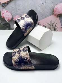 New Fashionable Slippers Women, Solid Color Letter Print Rubber Sole Indoor Home Slippers, Soft Lightweight Bathroom Slippers, Versatile Comfortable Casual Outdoor Sandals For All Seasons - Multicolor - View 10