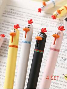 Dongmi Cute Chick-Shaped Ball Pen, Neutral Pen 0.5mm, 1pc, 2pcs, 3pcs, 4pcs Assortment, 12pcs Quick-Drying Black Pen For Study - Black - View 37