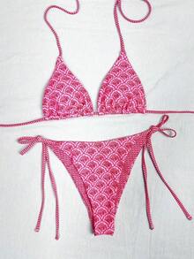 Random Floral Print Bikini Set For Beach Vacation - Rosa 3 - View 3