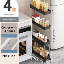 1-Piece Set Slim Storage Cart 4 Tier,Bathroom Organizer Rolling Utility,Mobile Shelving Unit Slide Out For Office, Kitchen, Laundry Room & Narrow Places - Multicolor - View 14