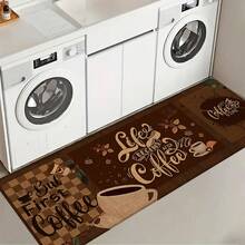 1pc Coffee Pattern Printed Linen Kitchen Rug, Carpet, Mat, Bathroom Mat, Doormat, 3D Printed Rectangular, Suitable For Living Room, Bedroom, Hallway, Bathroom, Laundry Room - Polyester Carpet, Suitable For Indoor And Outdoor Home Decor - Multicolor - View 6