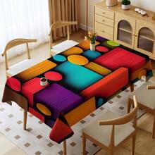 1pc, Home Decor, Abstract Pattern Printed Tablecloth, Rectangular, Machine Woven, Suitable For Home Kitchen Dining Room, Party Dinner, Picnic Camping, Date, Wedding, Theme Party Decoration, Indoor And Outdoor Use - Multicolor - View 16