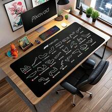 Minimalist F1 Racetrack Blueprint Desk Mat, Black Streamlined Racing Car Aesthetic Print Mouse Pad, Large Size Computer Keyboard Mat With Non-Slip Rubber Base, Office Decor - View 9
