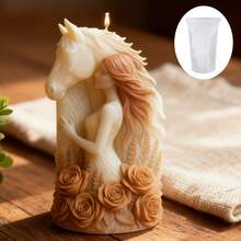 Molde de vela de silicona con la escena de la yegua y el caballo de Xanadu abrazándose, de fácil desmoldeo sin deformación, ideal para manualidades con velas/resina/jabón y como regalo para amantes de los caballos, regalo creativo perfecto, regalo navideño, imprescindible para entusiastas de las carreras de caballos - 32#-37 - Ver 8