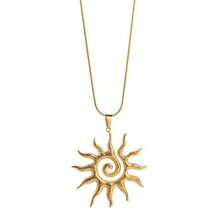 1 pieza Collar con colgante de sol en espiral de acero inoxidable, diseño minimalista y único de estilo Y2K para superposición, cadena de clavícula unisex - Plateado - Ver 17
