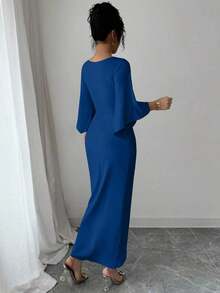 Women Midi Dresses - Navy Blue - View 2