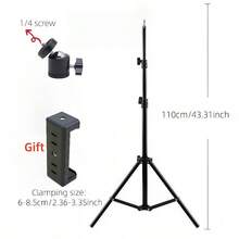 Trépied réglable de 55/110/160 cm avec support pour téléphone, support inclinable portable pour téléphones iOS et Android, cadeau d'anniversaire pour la famille et les amis, convient pour le bureau, le dortoir et la maison - Noir - Voir 11