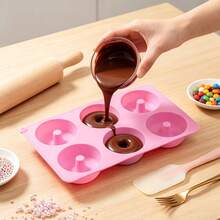 6-Cavity Silicone Mini Donut Cake Mold European Grade Silicone Non-Stick Cake Mold Suitable For Making Donuts, Jellies, Cupcakes - Multicolor - View 3