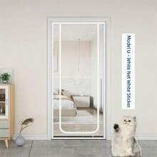 Red de ventana con cremallera en forma de U, anti gato y anti perro, autoadhesiva y de instalación sencilla - U Black - Ver 16