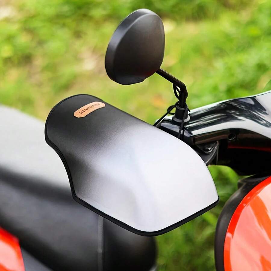 Par de cubiertas protectoras para manillar, diseñadas con protección para la temporada de verano, función impermeable y resistente al viento, se adaptan perfectamente a motocicletas y vehículos eléctricos, brindan comodidad y resguardo ante el sol, lluvia y corrientes de aire. - negro - Ver 1
