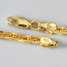 2件套简约14K镀金铜菱形项链手链套装，不易褪色，适合女性日常佩戴和派对佩戴。 - 金色 - 查看 3