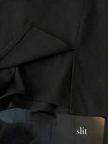 Pantalones cortos/falda/culotte/shorts de mujer de tela suave y texturizada de cintura alta con abertura, de estilo casual y versátil para ir y venir, primavera/otoño - Negro - Ver 3