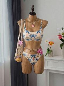 Conjunto de traje de baño para mujer, minimalista y elegante en magenta + multicolor, traje de baño casual y versátil para resort de playa - Multicolor 4 - Ver 2