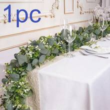 1pc 5.7ft Artificial Mixed Eucalyptus Leaf Garland, Suitable For Farmhouse, Dining Table Center, Fireplace Mantel, Wedding Arch Backdrop, Tabletop Decor - Green - View 9