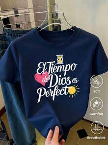 Envío gratis, entrega local enéxico, entrega en 4 días. Camiseta de manga corta a para primavera y verano 2026, hecha enéxico, 180 gramos.Estampado de dibujos animados, modelo de pareja, apta para uso interior o exterior.Cuello redondo, unisex, para oficina y ocio.Paquete de una pieza. - Azul oscuro - Ver 3