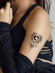 30张黑色蝴蝶图案临时纹身贴纸，女士防水纹身贴纸，适用于手臂和身体，逼真仿真纹身，素描风格 - 黑色 - 查看 5