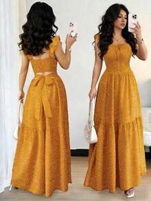 Vestido casual de mujer con estampado de lunares, verano - Amarillo 2 - Ver 1
