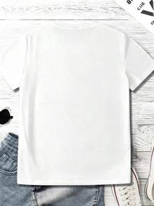Camiseta Casual de Manga Corta con Estampado de Copa de Vino Minimalista y a la Moda, Camisetas Gráficas para Mujer - Blanco - Ver 2