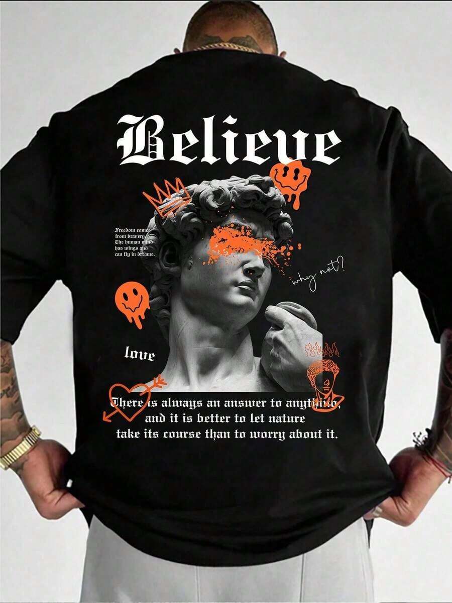 Camiseta hombre cuello redondo y manga corta. Estilo casual con estampados modernos y cómodos. Para hombres y mujeres, estilo pareja, pareja, camiseta de manga corta con estampado de moda