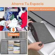 VIOPY 105L Bolsas De Almacenamiento 4 Piezas Bolsas Para Guardar Cobijas Y Edredones Transparente Plegable Cajas De Almacenamiento Para Ropa Con Asa Reforzada Almacenamiento Para Ropa De Cama - gris - Ver 8