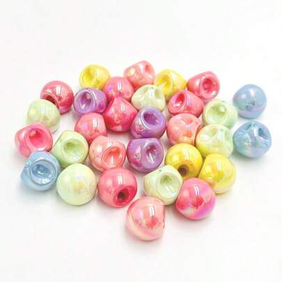 16mm Solid Color UV Plated Uneven Hole Beads, Acrylic Burst Edge Hole Round Beads DIY Bracelets, Necklaces, Mobile Phone Chains, Bags And Other Accessories, Loose Beads, DIY Headband Hanging Beads, Etc