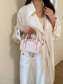 SIMUTINE Niche Handheld Pillow Bag For Women, New Stylish Fashion Shoulder Bag, High-End Crossbody Small Bag, PU Fabric, Adjustable Shoulder Strap, Daily Use Bag, Suitable For Shopping, Travel, Shopping, Work, College (Includes Pendant) - Pink - View 6