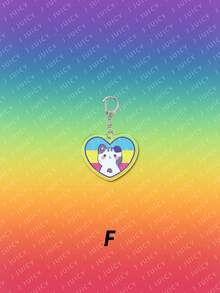 1个亚克力可爱条纹猫咪爱心LGBT主题吊坠装饰，背包配件/包包挂饰/书包配件/钱包吊坠/送朋友的礼物 - 彩色 - 查看 20