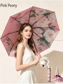 New Automatic Strong Umbrella, 1pc Windproof Folding Umbrella, Double-Layer Fabric, Double-Sided Floral Umbrella, More Practical For Sun And Rain Protection, Compact Portable Windproof Ventilated Travel Umbrella, Suitable For Men And Women - San1 - View 5
