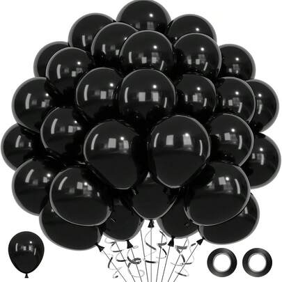 53pcs Black Balloon Set, 10-Inch Black Latex Balloons Suitable For Birthday, Wedding, Proposal, Graduation, Bridal Shower, Baby Shower, Anniversary, Casino Theme Party Decoration