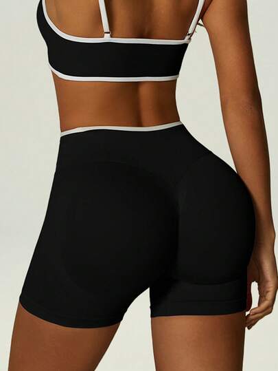 UONNOU 1pc Women's Seamless High Waist Shaping Yoga Shorts, Suitable For Yoga, Pilates, Running, Hiking, Gym, Daily Wear, Spring/Summer Sports