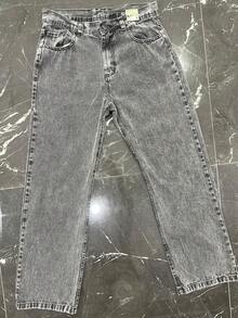 Balao Men's Pants Primum Oversize Plain Basic Wide Leg Jeans Without Lycra - Gray Marbleized - View 6