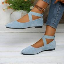 Giày nữ cổ điển mũi nhọn màu đen, giày trắng, giày thể thao mũi nhọn, giày lười, giày ba lê, giày nhẹ thoáng khí thoải mái, kiểu dáng sinh viên, giày quai chéo co giãn, giày cổ thấp, thích hợp cho tiệc tùng, trường học, mặc hàng ngày, văn phòng, dạo phố, tập thể dục ngoài trời, leo núi. - Màu xanh nhạt - Xem 3