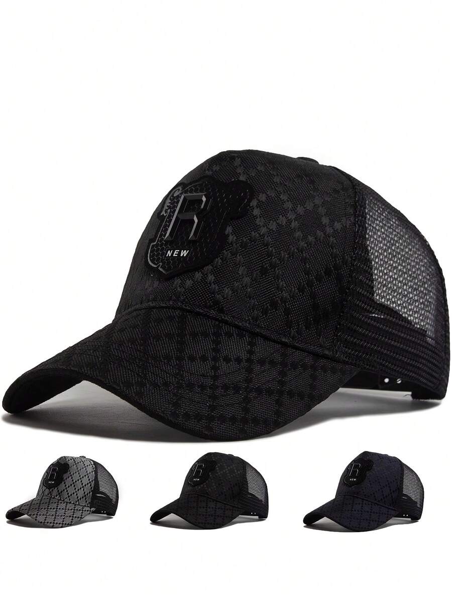 1 pieza Gorra de béisbol de mujer con patrón de rombos negros, visera casual adecuada para la calle, fiestas, viajes de verano, con protección UV - A - Ver 1