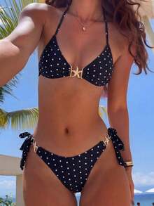 Conjunto de bikini de dos piezas con estampado tropical, casual para vacaciones - Multicolor 2 - Ver 7
