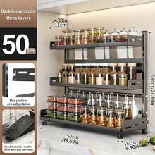 Questo pratico scaffale da cucina a tre ripiani presenta un'altezza regolabile, una grande capacità ed è un'unità di stoccaggio multifunzionale e salvaspazio, adatta per appartamenti, cucine e sale da pranzo. - nero - Visualizzare 3