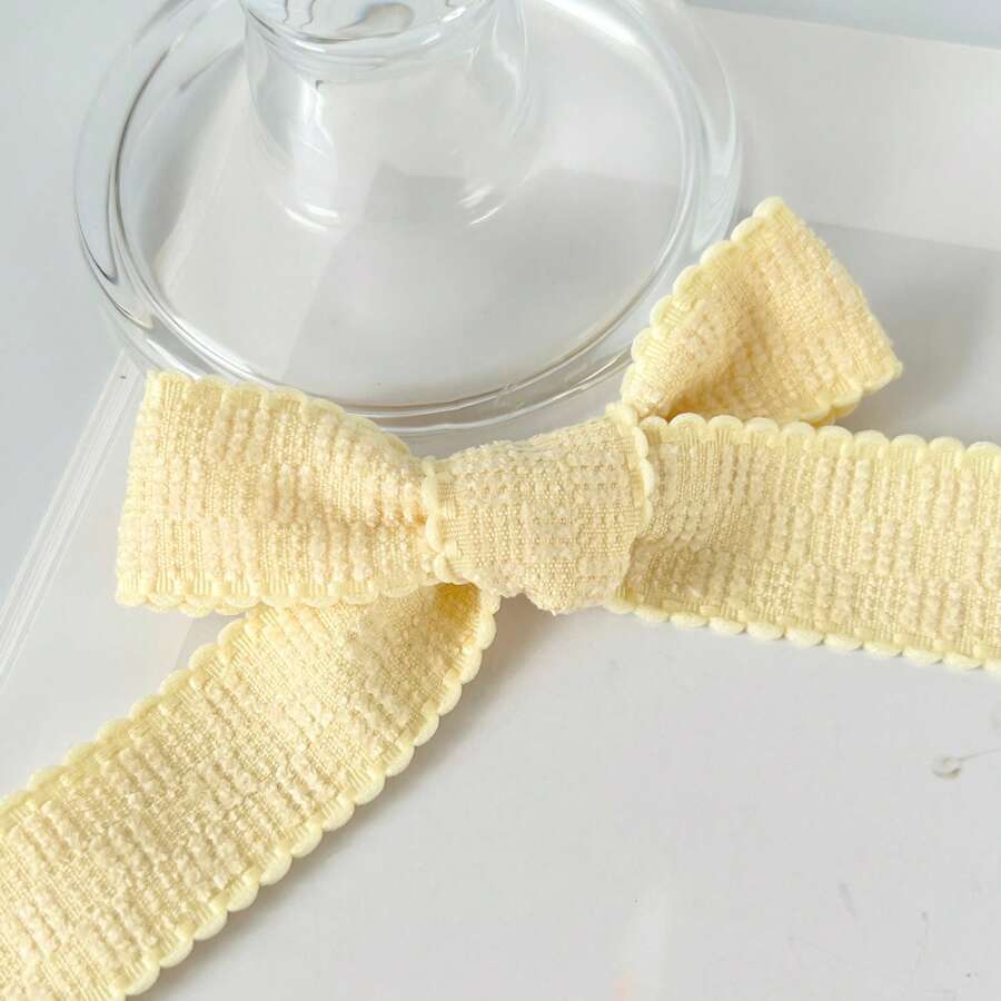 2 Yards 2026 New Dark Pattern Flocked Plaid Ribbon, Edge Craft Woven Ribbon, Bouquet Decorative Satin Ribbon, Suitable For Handmade Bouquets, Gift Wrapping, Party Decor, Floral Design, Gift Ribbon, Event Decoration, Floral Ribbon - 1Pc Yellow - View 1