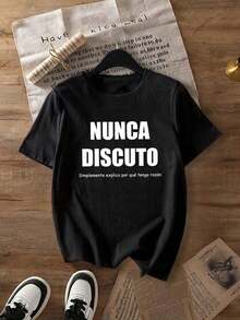 Blusas Bonito Camiseta gráfica con eslogan español de verano para mujer, uso diario casual y cómodo en color negro 100% Cotton Blusas Para Mujer Casual - Negro - Ver 4