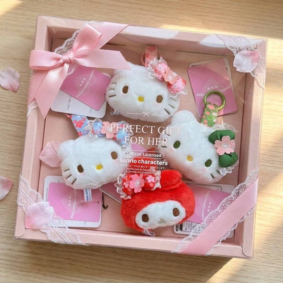 1件裝花卉圖案毛絨娃娃髮夾裝飾,可愛柔軟毛絨動物玩具,4色 - 彩色 - 查看 1