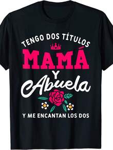 Tengo mucho tiempo mamá y abuela Camiseta para mujer con frases humorísticas de abuelas españolas diseños florales y de corona blusas para mujer camiseta de mujer - Negro - Ver 1
