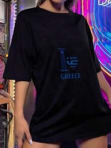 I Love Greece T-Shirt - Black - View 3