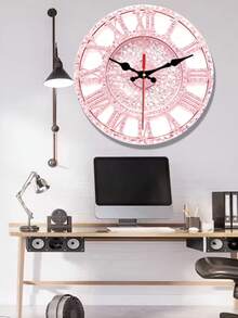 1pc 2D Design Pink Diamond Digit Silent Round Wall Clock - Suitable For Bedroom, Living Room, Office, Kitchen And Bathroom Decor, Size 10/12 Inch (Batteries Not Included) - 1PC - View 6